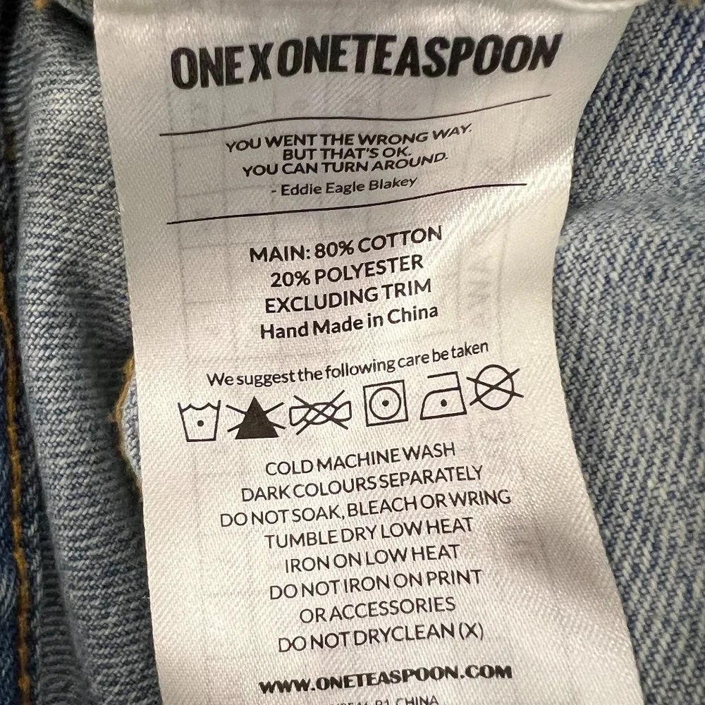 One X One Teaspoon Florence Chargers‎ Long Line Distressed Jean Shorts Sz 26
